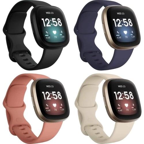 4 Pack) Silicone Band for Fitbit Versa 3 Smart Watch Double-Buck Waterproof Women Men Bracelet Band for Fitbit Sense Strap
