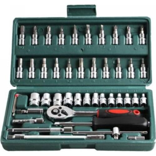 46Pcs Spanner Socket Set 1/4 inch Screwdriver Ratchet Wrench Kit Car Repair Tool Sets Combination Tool Wrench Set Hand Tools