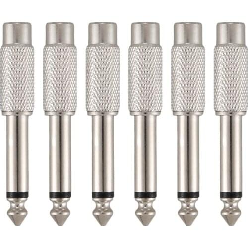 6.3mm 0.6cm Mono Male Connector to RCA Female Jack Audio Adapter 6pcs