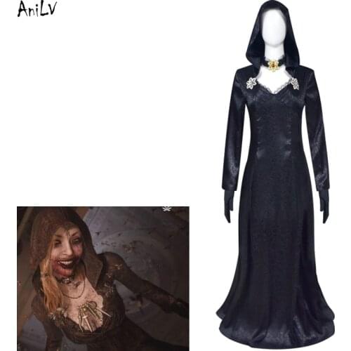 AniLV Halloween Daniela Cosplay Costume Lady Dimitrescu Daughter Dress Gloves Uniform Set