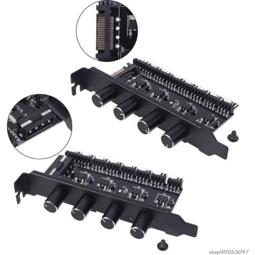 FreeShip PC 1/4 Knob Cooling Fan Hub Sata Power Supply Adapter Speed Controller for Computer Case Hdd Vga Pwm Pci 21 Wholesales