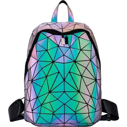 Big Backpack womens casual daypacks women luminous backpack sac a main Rucksacks geometric Laptop Backpacks for teenagers