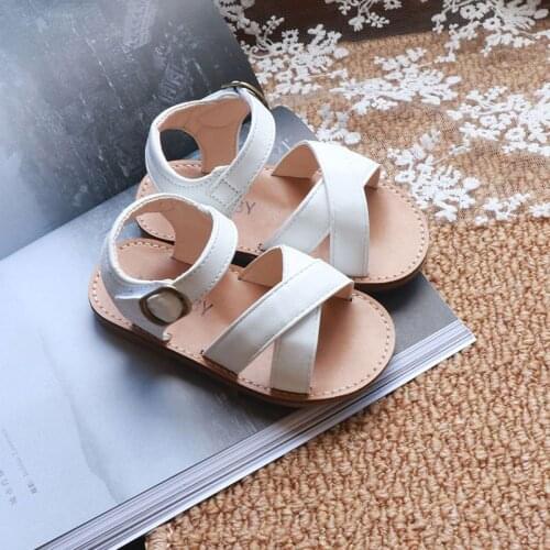 CAPSELLA KIDS Summer Sandals for 1-6 Years Girls Princess Beach Shoes Princess Black White Dress Shoes Children Sandals 21-30