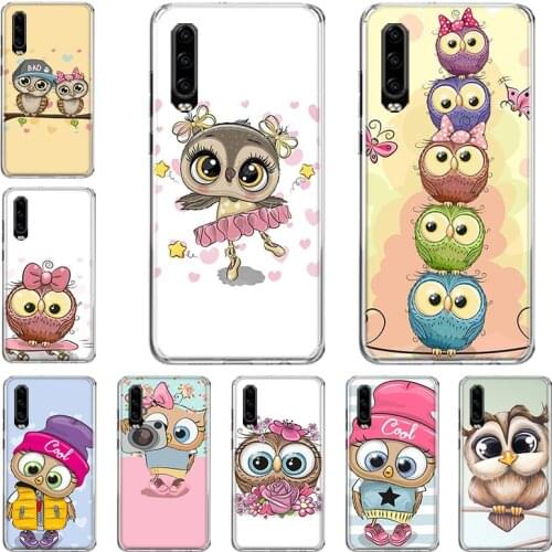 Cute Owl Hearts Lover Christmas Phone Case For Huawei P10 P20 P30 P40 Mate 30 20 10 Lite Pro P Smart Z Plus 2019 2018 Cover Coqu