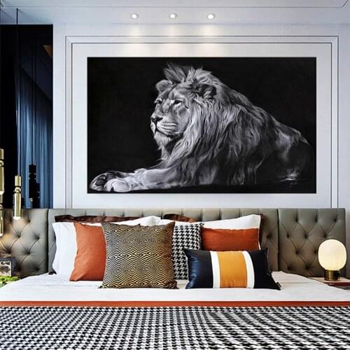 DDWW Canvas Prints Lion Oil Pictures Large Size Modern Animal Picture Wall Art Posters for Living Room Decor No Frame