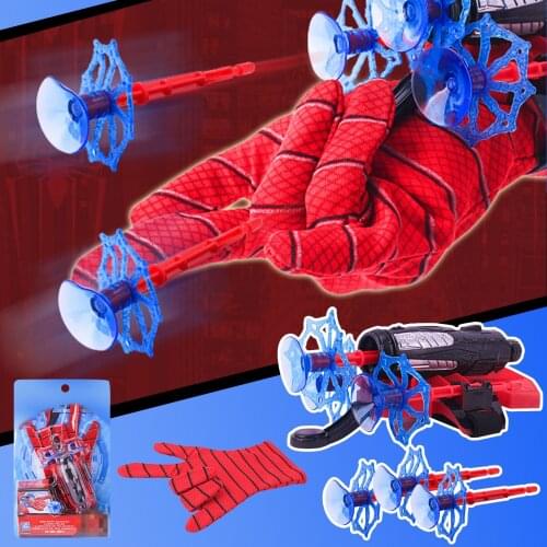Halloween Childrens Spider Jet Gloves Christmas Gift Bracelet Launcher Spinning Spray Sticky Wall Bullet Wrist Transmitter Set