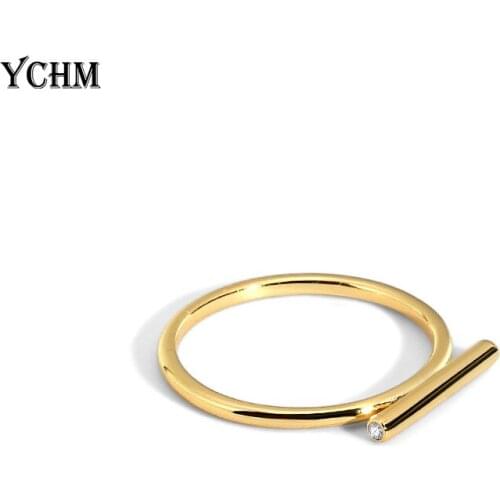 Geometric Straight Line Ring for Women Simple Finger Ring with Zircon Bar Ring Jewelry for Women YCHM