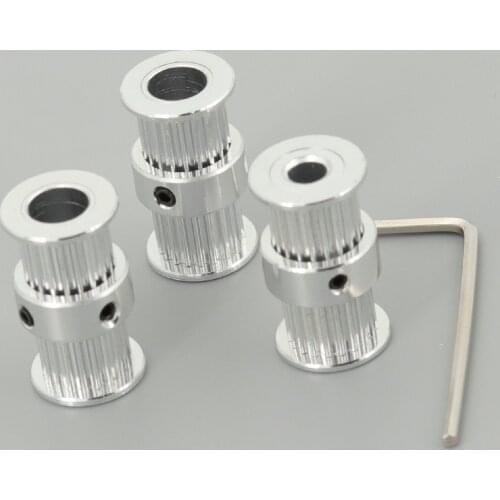 GKTOOLS GT2 2GT 20 Teeth Double Head Aluminum Pulley Bore 5mm 6mm 6.35mm 8mm Width 6mm Timing for 3D Printer