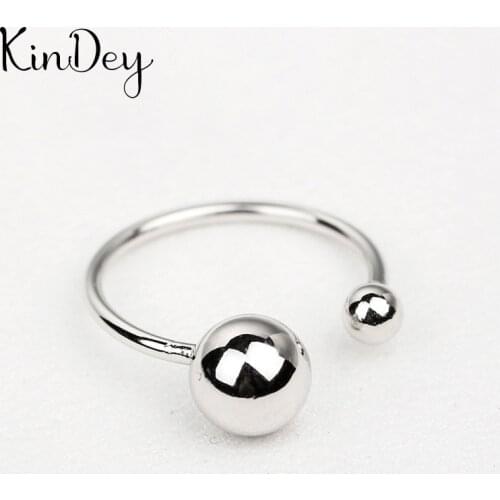 Kindey Real Silver Color Beads Ball Rings For Women Big Antique Rings Finger Jewelry High Quality