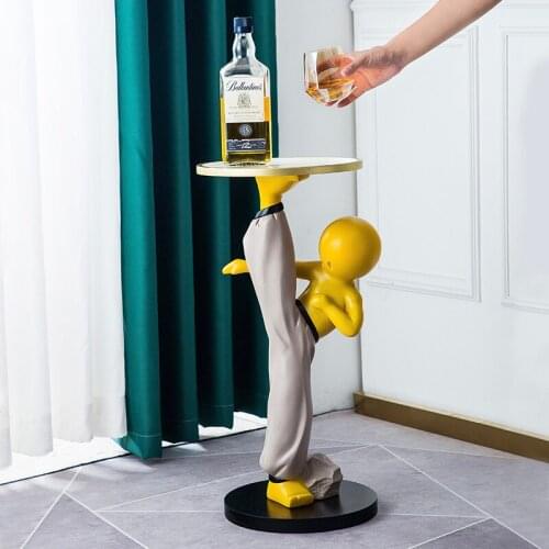 Creative floor decoration living room tea table TV cabinet sofa next to light luxury home decoration