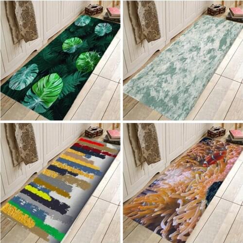 Creative 3D Printing Tropical Leaf Hallway Carpets and Rugs for Bedroom Living Room Carpet Kitchen Bathroom Anti-Slip Floor Mats