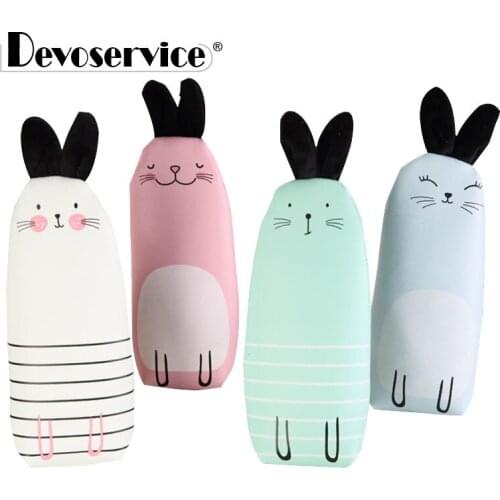 Kawaii Cute Long Ears Rabbit PU Pencil Case Stationery For Girls Gift Cartoon Storage Organizer Pen Bag Office School Supplies
