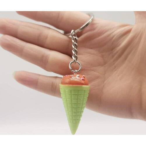 Simulation Mini ice Cream Keychain Casual Bag Pendant All-Match Free Take Key Chain PVC Silicone key ring