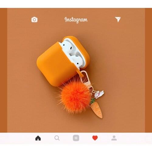Fashion Orange Rabbit Headset Case for Airpods Earphone Protect Cover Cartoon Bluetooth Wireless Earphone Cover For Airpods