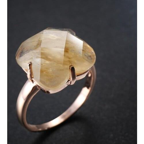 MOONROCY Cubic Zirconia Rose Gold Color Yellow Crystal CZ Wedding Rings Square Jewelry Wholesale for Women Gift Drop Shipping