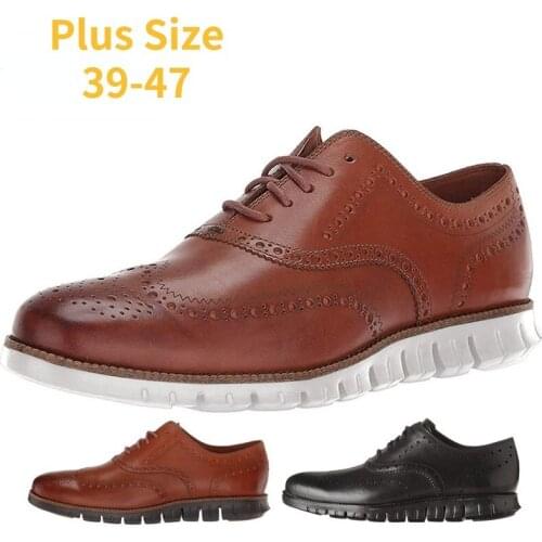 Mens Genuine Leather Dress Shoes Hollow Bottom Italian Style Soft Anti-slip Rubber Business Shoes Plus Size Men Casual Shoes