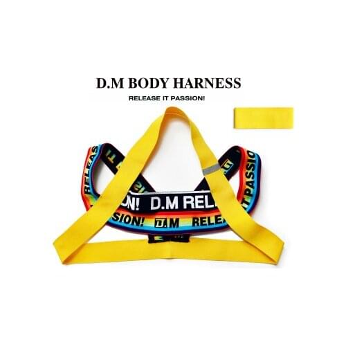 D.M Shoulder Strap Men Trendy Mens Fashion Chestband Rainbow Letter Panties Decoration Muscle Men Party Performance