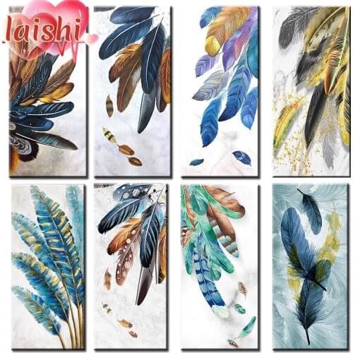 Diy Large-size decorative painting feather series Diamond Painting Diamond art crystal Mosaic Embroidery Painting New Year Gift