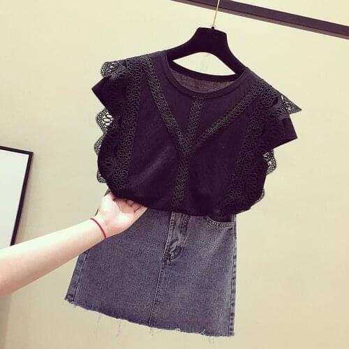 Korean New Fashion Clothing Plus Size Solid Shirt Women Blouse Summer Womens Tops And Blouses Lace Patchwork Blusas Mujer