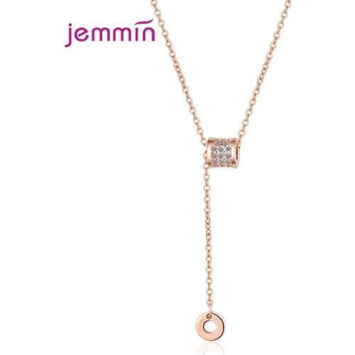New Arrival Fashion 925 Sterling Silver Jewelry Pendant Necklace For Women Shiny Cubic Zirconia Long Necklaces For Wedding Party