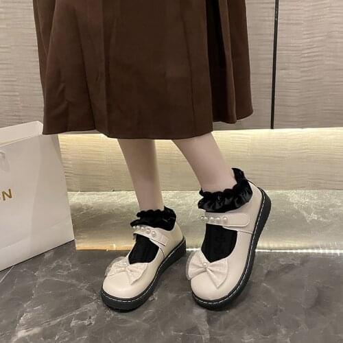 Kawaii Shoes New 2021 Lolita Shoes Devilian Little Bat Style Bowknot Demon Dark Goth Punk Platform Cosplay Loli Shoes High Heel