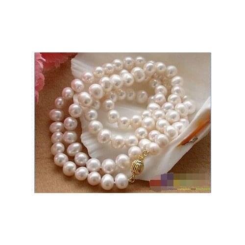 33" 10mm white round freshwater pearl necklace