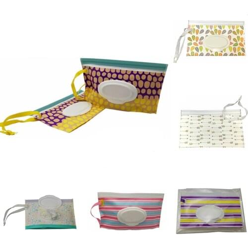 Portable Snap Strap Wipes Container Cleaning Wipes Case Wet Wipe Bag Baby Wipes Box Easy-carry Eco-friendly Cosmetic Pouch