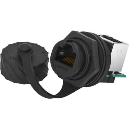 RJ45 Ethernet Connector Plastic Cat5e Male to Female Industrial Waterproof High Speed Sealed Plug Socket Panel Mount