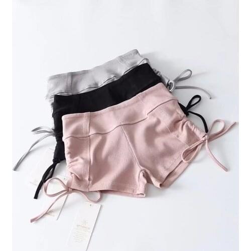Knitted shorts women clothing side lace-up fashion beachwear short with high waist solid slim sexy hot shorts