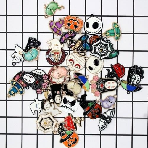 Mixed Halloween series products pumpkin ghost hat mummy witch gold and black Mixing delivery For DIY Jewelry Making XL846