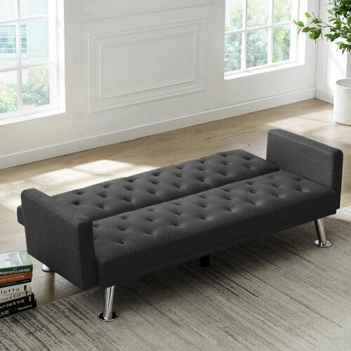 Useful Reading Sleeping Recliner Sofa Futon Bed Grey Wear-Resistant
