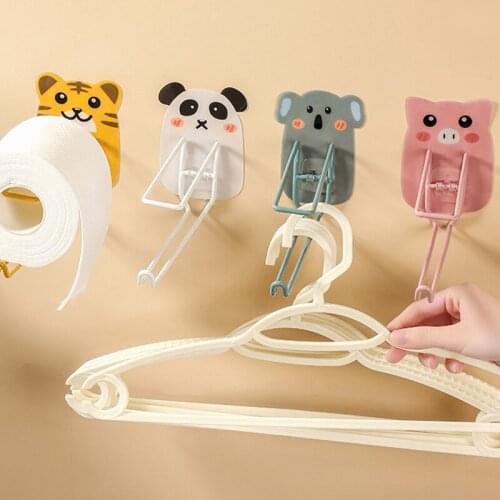 Clothes RackPunch-free Stainless Steel Multifunctional Cute Animal Hanger Household Hook Clip Finishing Storage Artifact Rack