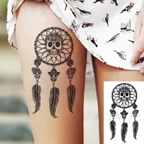Waterproof Temporary Tattoo Sticker Dreamcatcher Skull Head Feather Flower Tattoos Hand Arm Fake Tatto Flash Tatoo For Women Men