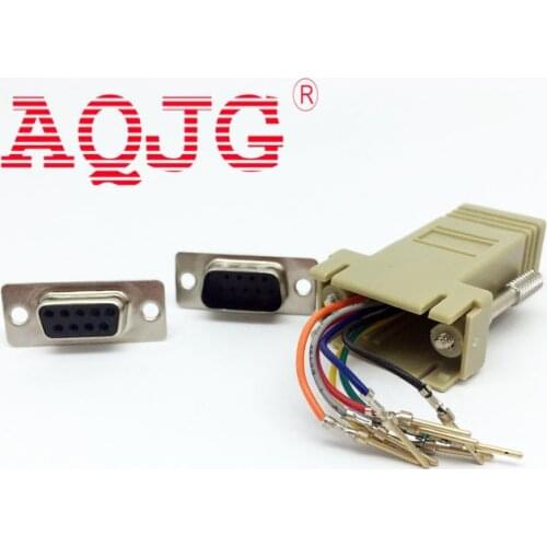 High Quality DB9 Female to RJ45 Female DB9 to RJ45 Adapter Connector rs232 modular cab-9as-fdte to rj45 db9 for Computer
