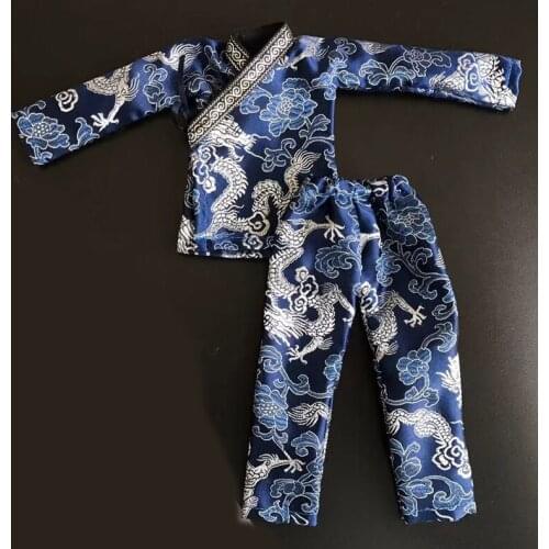 1/6 Scale Emperors Clothes Dragon Pattern Underwear with Pants for 12in Male Ancient Soldier Action Figure Toy