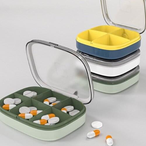 1PCS Four grid Compartment Travel Pill Box Organizer Medicine Tablet Dispenser Organizer Pill Case Pill Box Splitters Organizer
