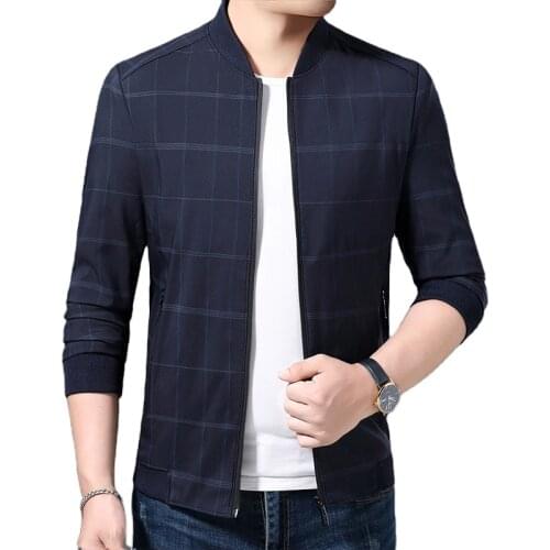 2021 New Arrival Men Fashion Spring Jacket Plus size 4XL Casual Plaid Slim Fit Zipper Jackets