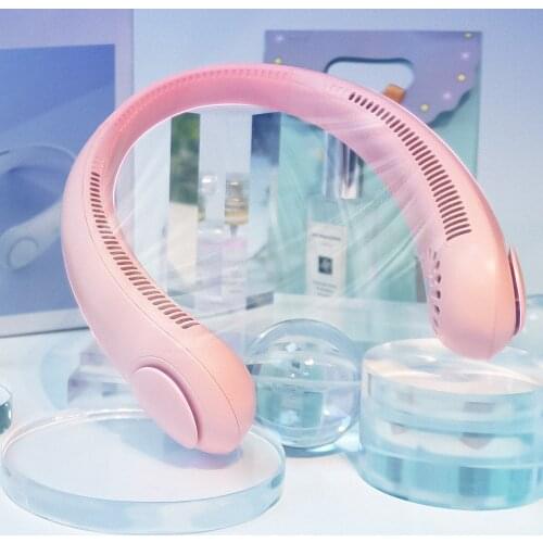2021New Mini Portable Bladeless Neck Fan Rechargeable Air Cooler Cooling Fan Wearable Neckband Leafless Hanging Sports Fans
