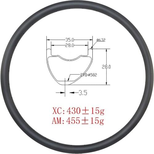 29er 35x28mm XC AM asymmetric hookless tubeless carbon rims 28 deep disc brake 24H 28H 32H UD 3k Matte Glossy carbon wheelset