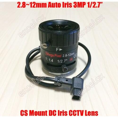 3MP 1/2.7" 2.8-12mm F1.4 Manual Varifocal DC Auto Iris CCTV IR Lens CS Mount for 1080P 2MP 3 Megapixel HD Analog IP Box Camera