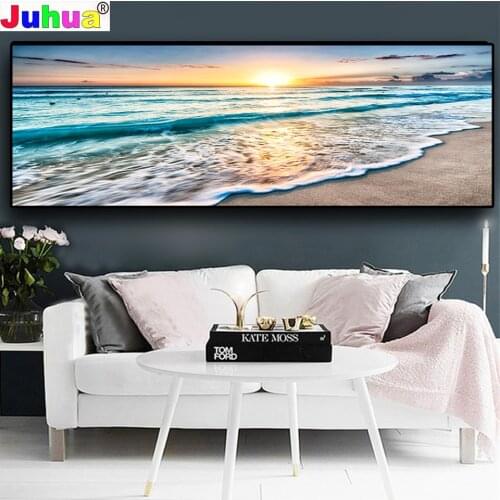 5D DIY square round Diamond Painting Large size Sale Seascape Beach Wave Sunrise Over Sea Art Set Mosaic Diamond Embroidery