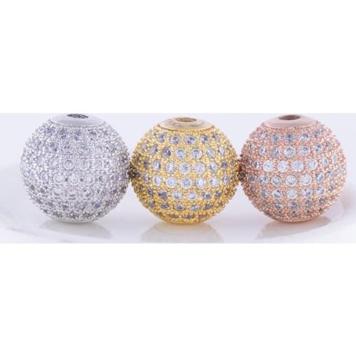 1 pcs Supplies Shining Zircon Round Beads For Jewelry Making Handicraft Copper Micro Pave Czech Beads Vintage Accessories