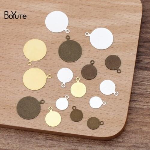 BoYuTe (200 Pieces/Lot) 8MM 10MM 15MM Metal Brass Flat Base Diy Pendant Blanks for Jewelry Making