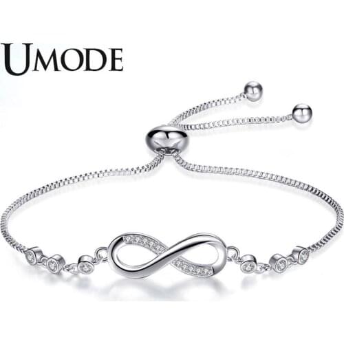 UMODE New Fashion Infinity Charm Bracelet for Women Gold Color Box Chain Paved CZ Zircon Crystal Jewelry Accessiories UB0132