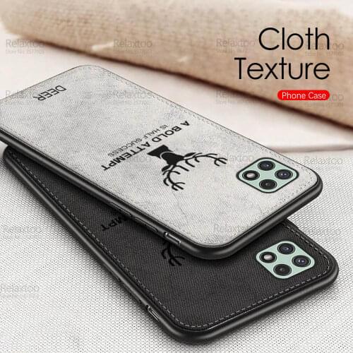 For Samsung Galaxy A22 Case Deer Pattern Fabric Cloth Phone Cover Sumsung A 22 22A 5G 4G A225F A226B Silicone Shockpoof Fundas