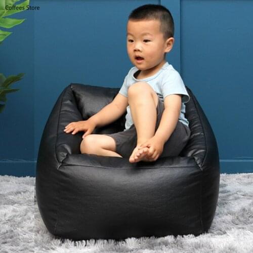 Baby Kids Leather Sofa No Filler Boy Girl Mini Single Lazy Sofa Chair Children Corner Bean Bag Sofa Kindergarten Floor Seat Pouf