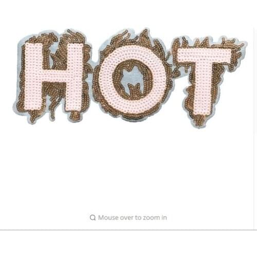DZ 4PCieces/lot Pink Sequined HOT Iron on Patches for Clothes 9" x 4" Letter Sequins Embroidery Applique Patch Sewing DIY