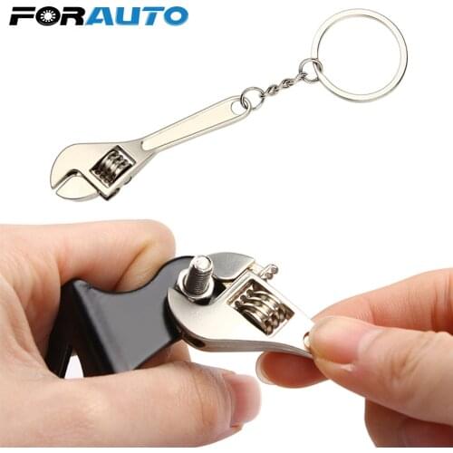 FORAUTO Wrench Keychain Stainless Steel Car Key Ring High-grade Simulation Spanner Key Chain keyring Keyfob Tools Novelty