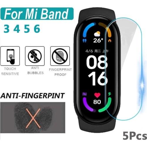 5PCS Hydrogel Film For Xiaomi Mi Band 6 5 4 3 MiBand 6 9D Curved Protective Film On Xiomi MiBand 4 5 6 Smart Wristband Not Glass