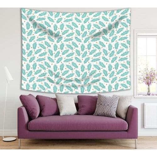 Tapestry Summer Palm Leaves cartoon The Cat Pattern and Geometric Elements in Turquoise and Gold 6colors Vintage Decor
